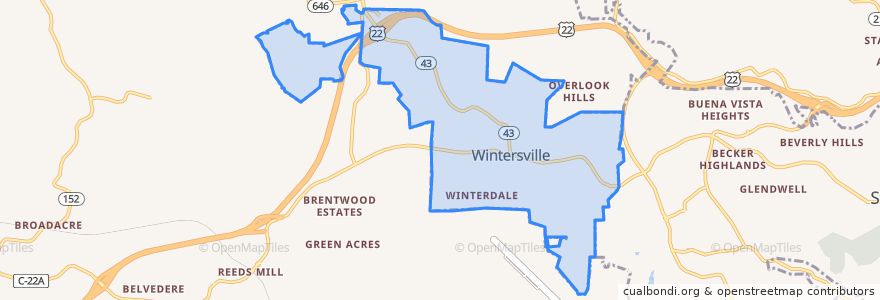 Mapa de ubicacion de Wintersville.