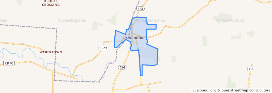 Mapa de ubicacion de Lynchburg.