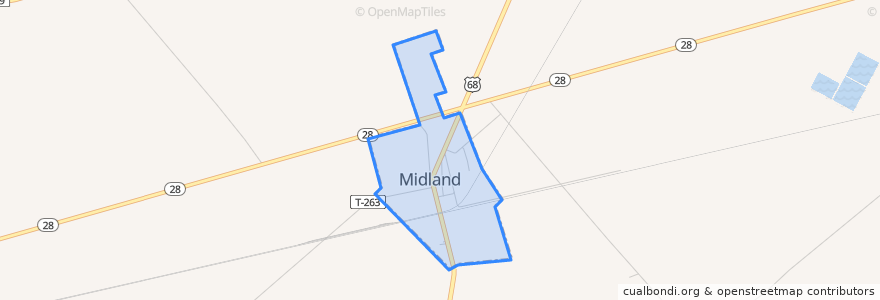 Mapa de ubicacion de Midland.