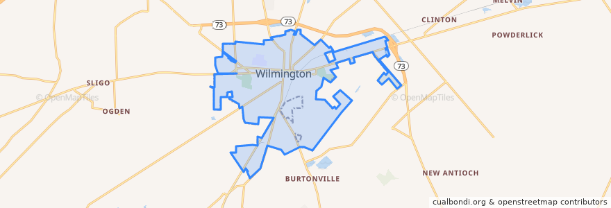 Mapa de ubicacion de Wilmington.