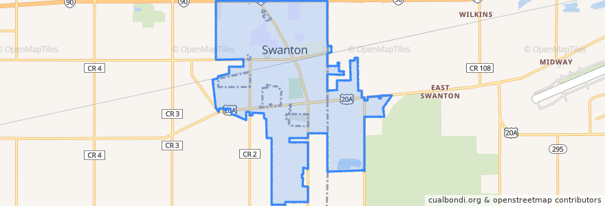 Mapa de ubicacion de Swanton.