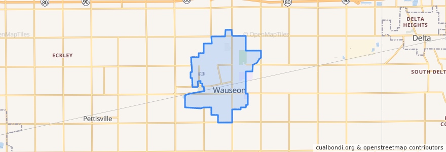 Mapa de ubicacion de Wauseon.