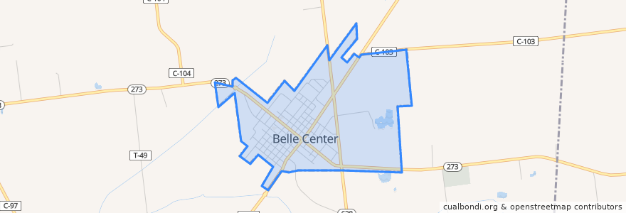 Mapa de ubicacion de Belle Center.