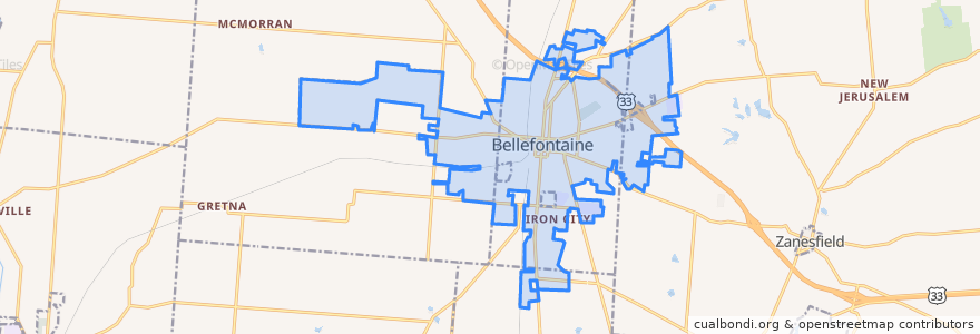 Mapa de ubicacion de Bellefontaine.