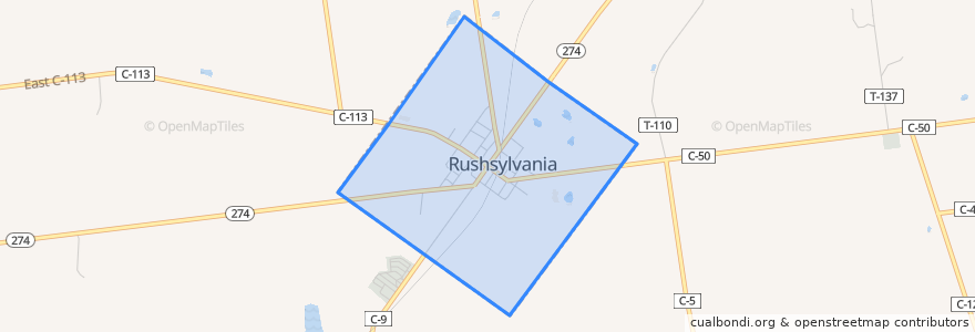 Mapa de ubicacion de Rushsylvania.