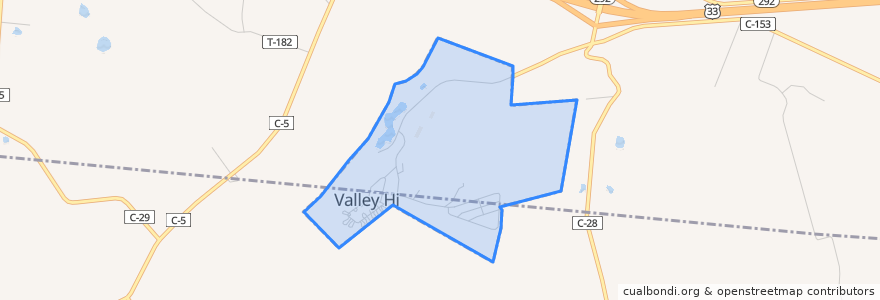 Mapa de ubicacion de Valley Hi.