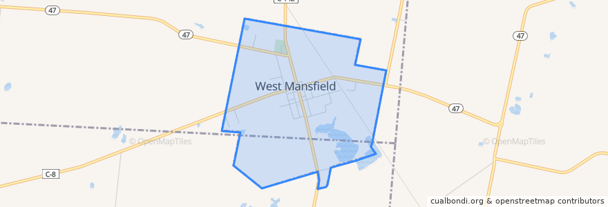 Mapa de ubicacion de West Mansfield.