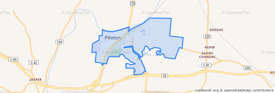 Mapa de ubicacion de Piketon.