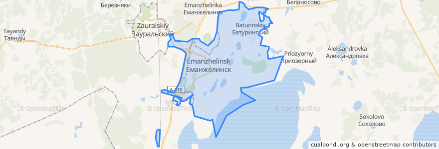 Mapa de ubicacion de Еманжелинское городское поселение.