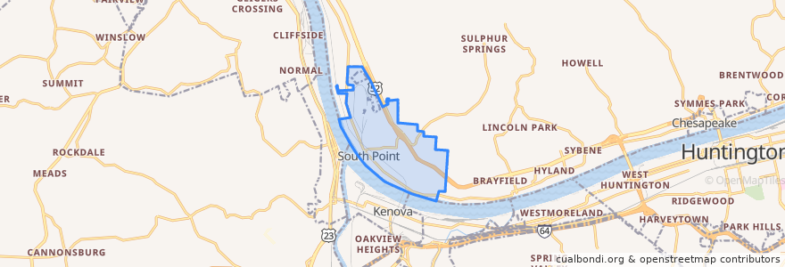 Mapa de ubicacion de South Point.