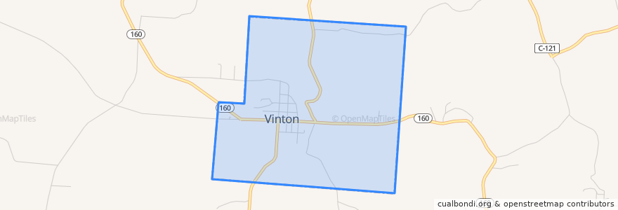 Mapa de ubicacion de Vinton.