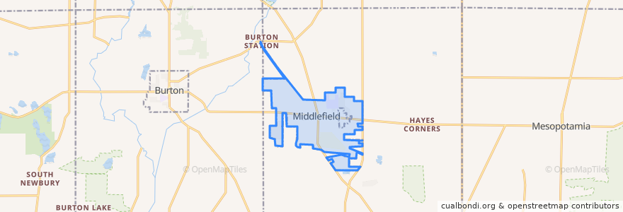 Mapa de ubicacion de Middlefield.