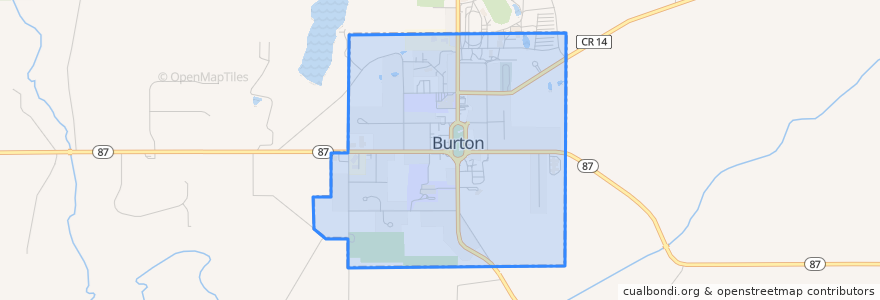 Mapa de ubicacion de Burton.