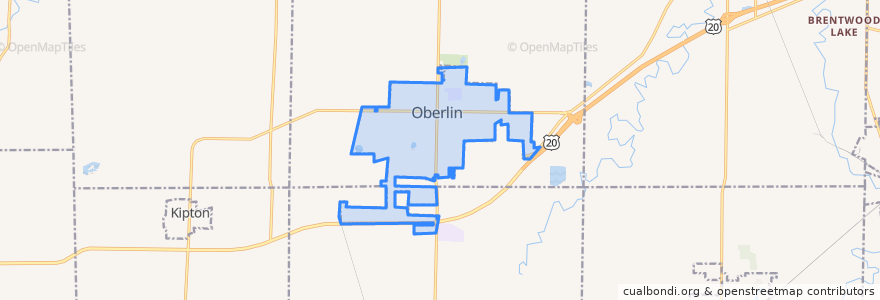 Mapa de ubicacion de Oberlin.