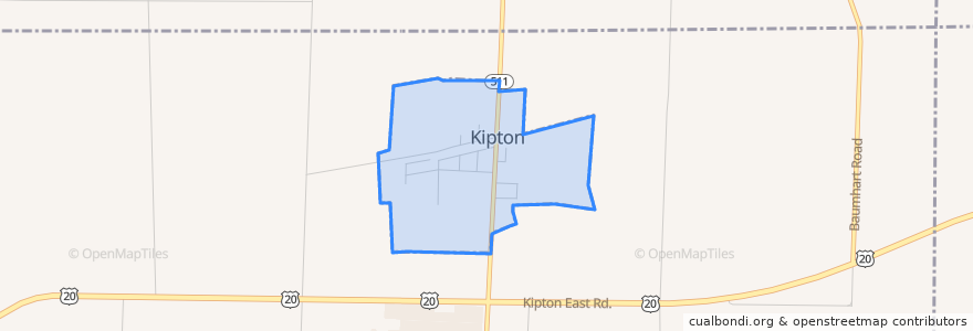Mapa de ubicacion de Kipton.
