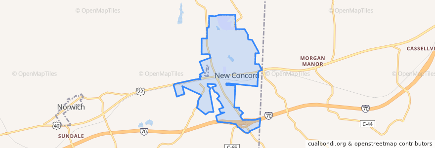 Mapa de ubicacion de New Concord.