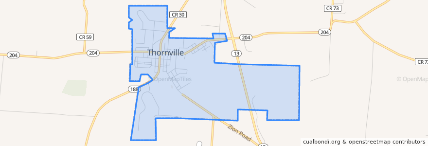 Mapa de ubicacion de Thornville.