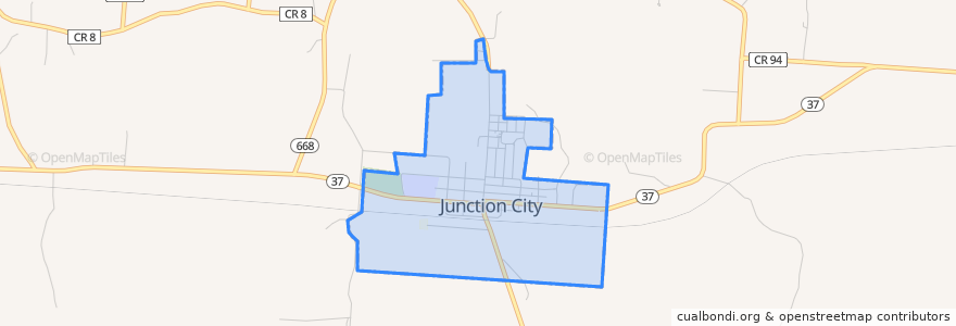 Mapa de ubicacion de Junction City.