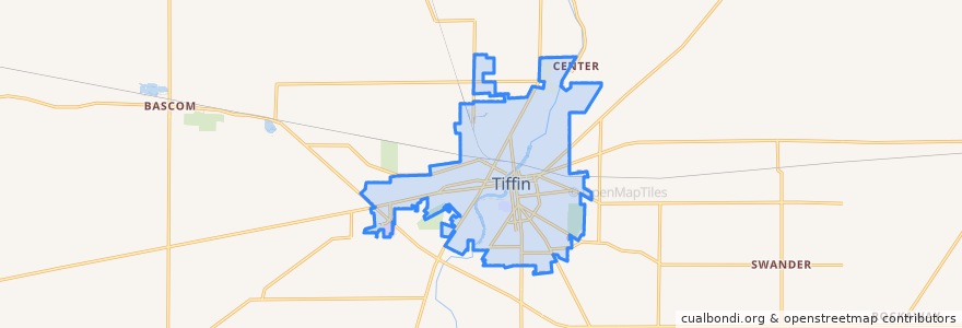 Mapa de ubicacion de Tiffin.
