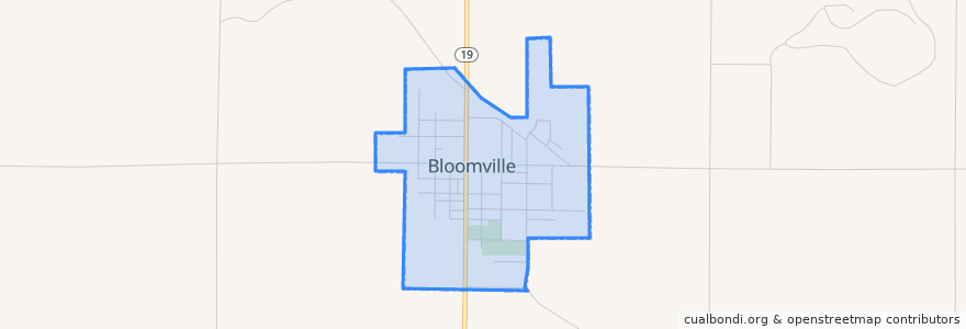 Mapa de ubicacion de Bloomville.