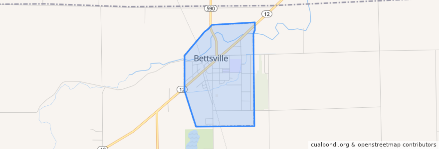 Mapa de ubicacion de Bettsville.