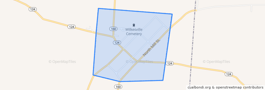 Mapa de ubicacion de Wilkesville.