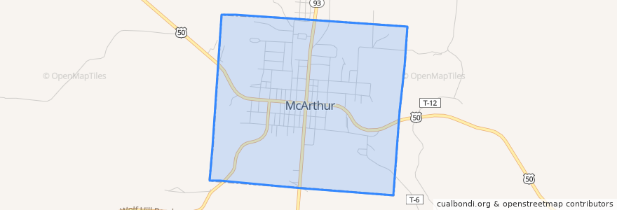 Mapa de ubicacion de McArthur.
