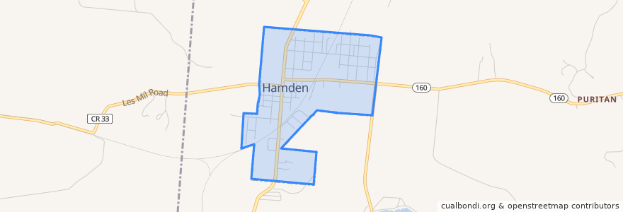 Mapa de ubicacion de Hamden.