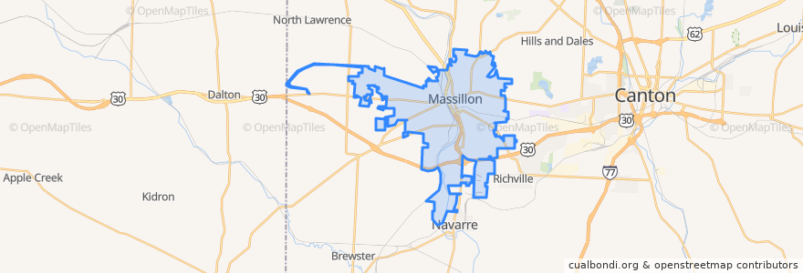 Mapa de ubicacion de Massillon.
