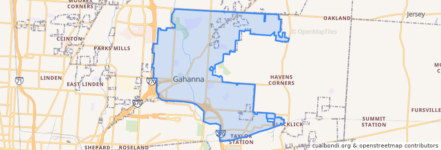 Mapa de ubicacion de Gahanna.