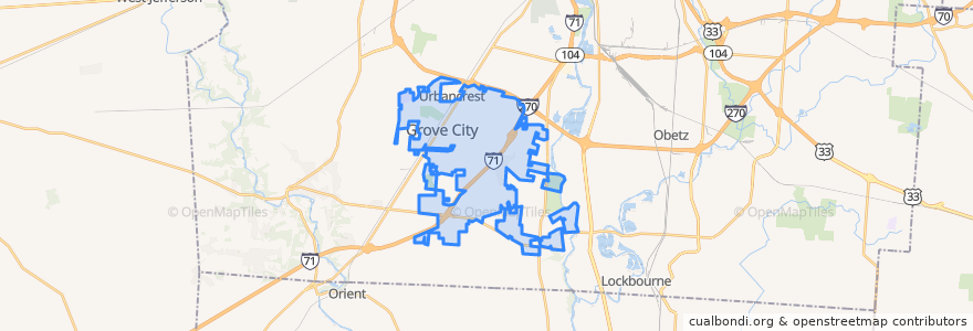 Mapa de ubicacion de Grove City.