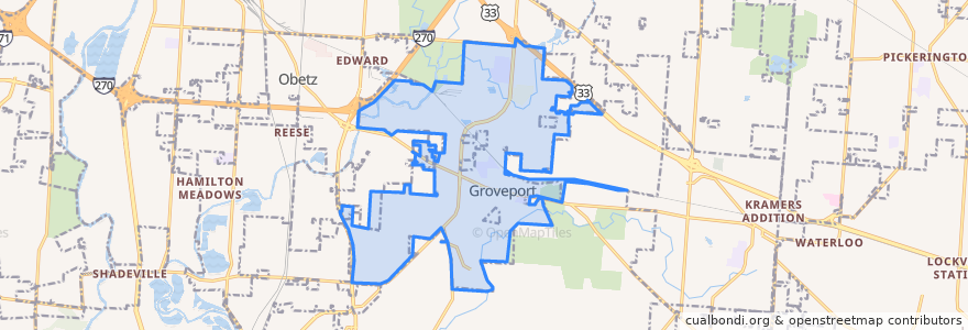 Mapa de ubicacion de Groveport.