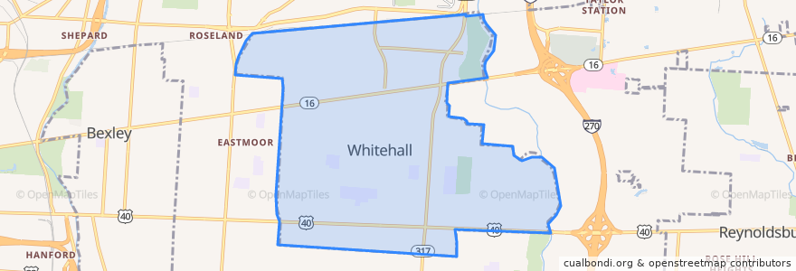 Mapa de ubicacion de Whitehall.
