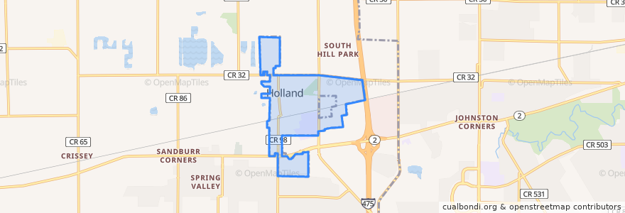 Mapa de ubicacion de Holland.