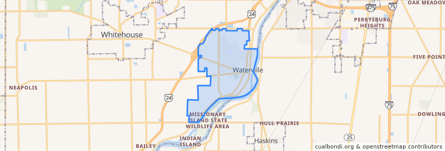 Mapa de ubicacion de Waterville.