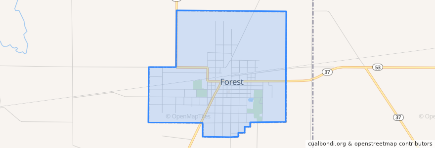 Mapa de ubicacion de Forest.