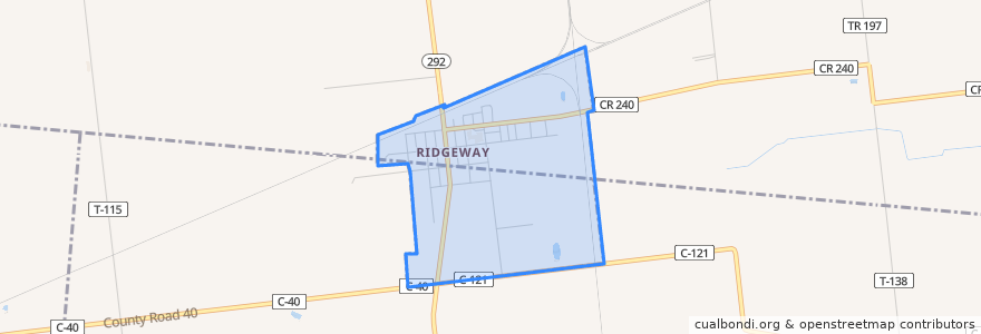 Mapa de ubicacion de Ridgeway.