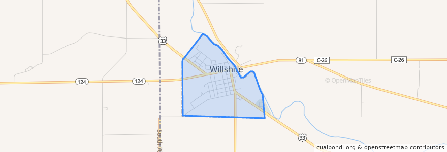 Mapa de ubicacion de Willshire.