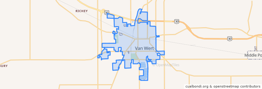 Mapa de ubicacion de Van Wert.