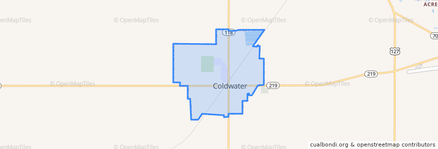 Mapa de ubicacion de Coldwater.