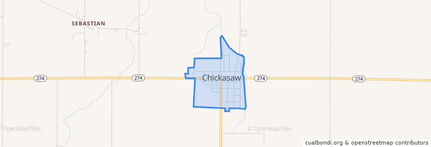 Mapa de ubicacion de Chickasaw.