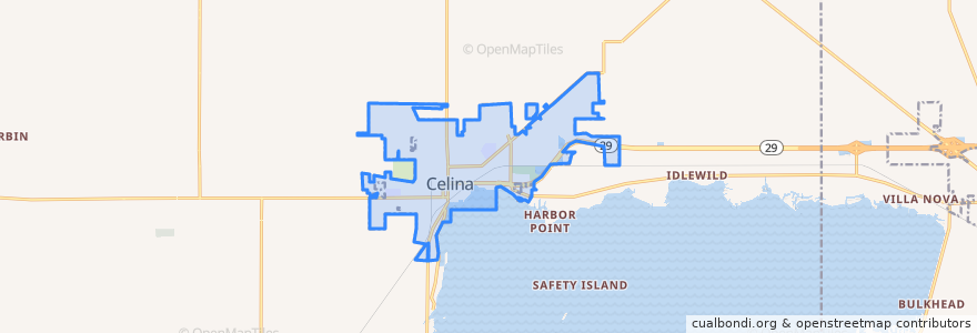 Mapa de ubicacion de Celina.