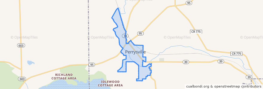 Mapa de ubicacion de Perrysville.