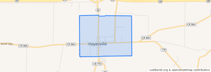Mapa de ubicacion de Hayesville.