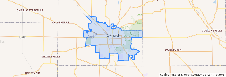 Mapa de ubicacion de Oxford.