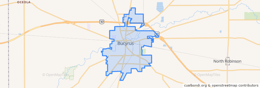 Mapa de ubicacion de Bucyrus.