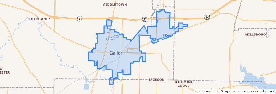 Mapa de ubicacion de Galion.