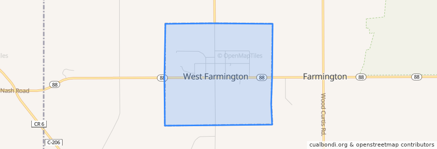 Mapa de ubicacion de West Farmington.