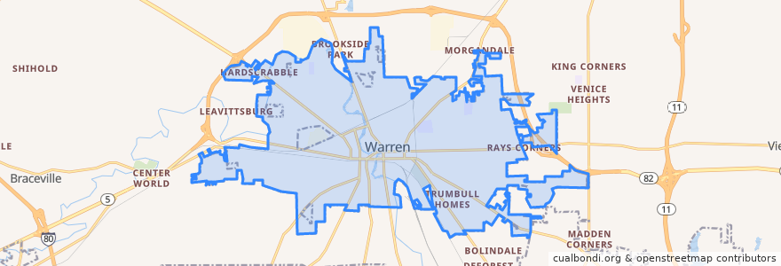 Mapa de ubicacion de Warren.