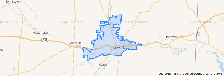 Mapa de ubicacion de Newark.